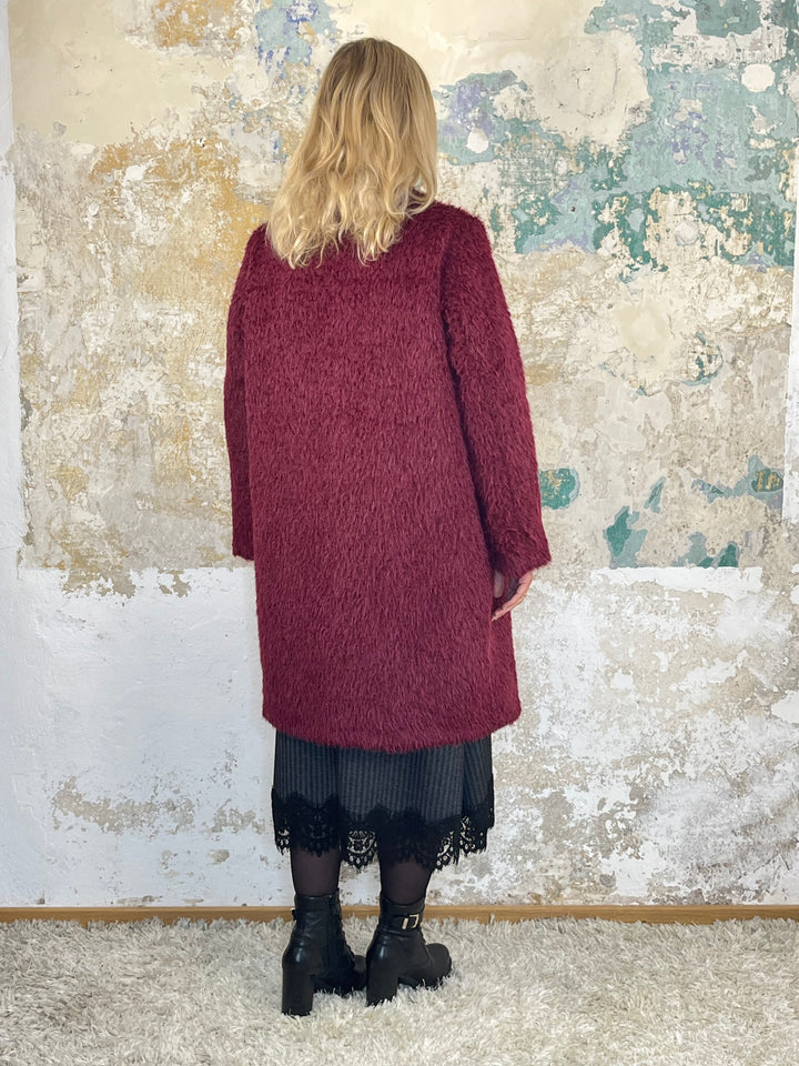 Mantel in Flauschoptik, bordeaux von Bella Vita - Mode & Lifestyle