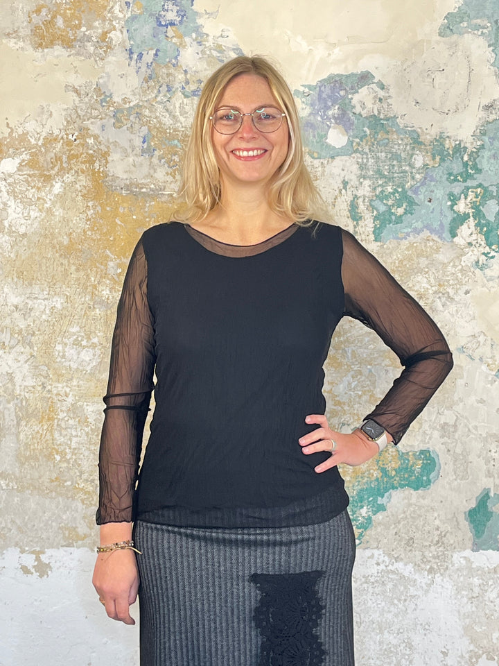 Mesh-Shirt, schwarz von Bella Vita - Mode & Lifestyle