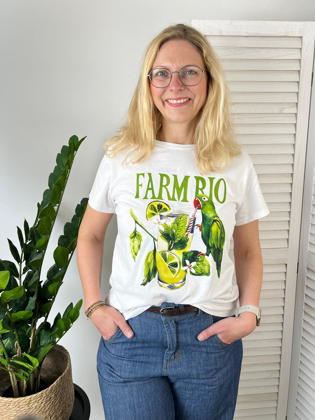 T-Shirt "Farm Rio", weiß-grün von Bella Vita - Mode & Lifestyle