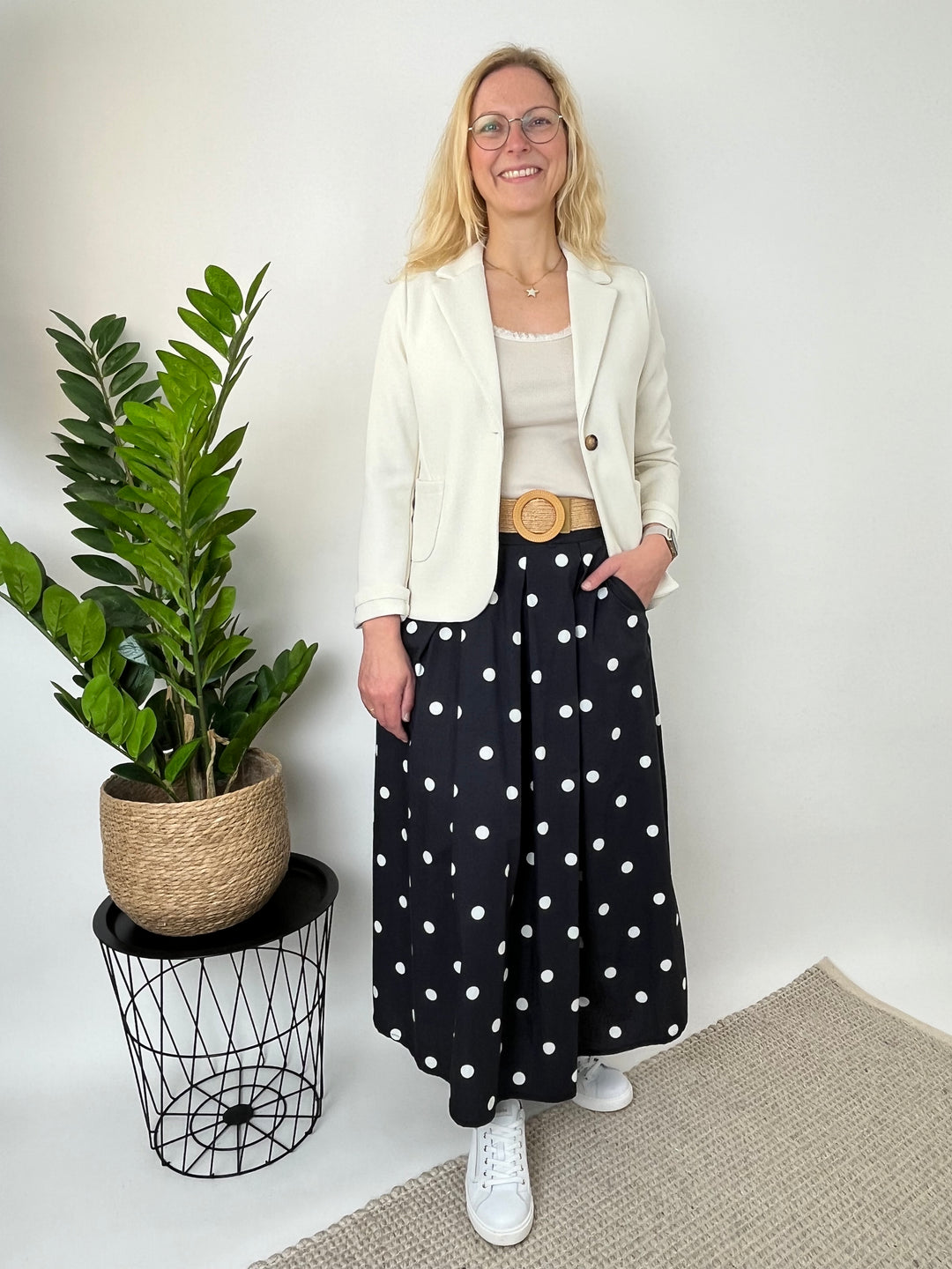 Tupfenrock aus Baumwolle, marine-ecru von Bella Vita - Mode &amp; Lifestyle