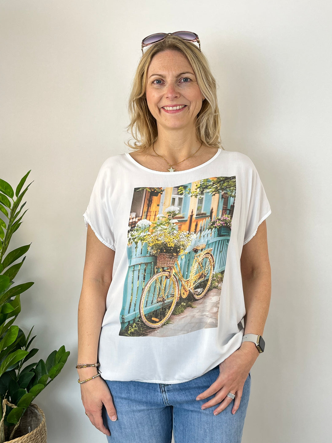Shirt „Summer Bike“ mit Glitzersteinchen, mint von Bella Vita - Mode & Lifestyle