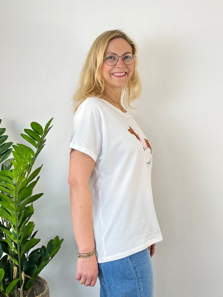Oversize-Shirt "Dackel", weiß-rosa von Bella Vita - Mode &amp; Lifestyle