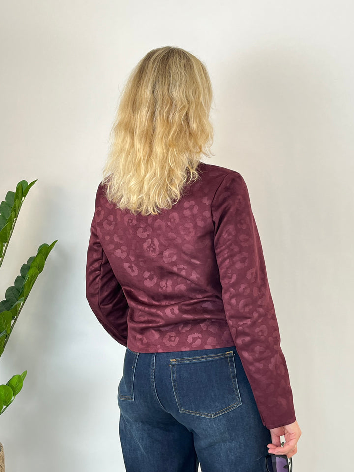Blazer in velluto imitazione Leo, bordeaux 