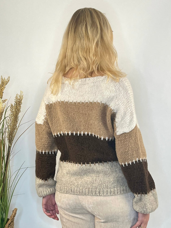 Pullover Colour-Block, braun-beige von Bella Vita - Mode & Lifestyle