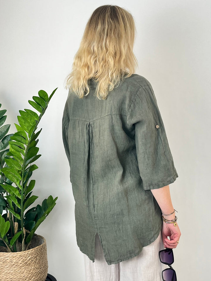 Leinenbluse "Pure Summer", khaki von Bella Vita - Mode &amp; Lifestyle