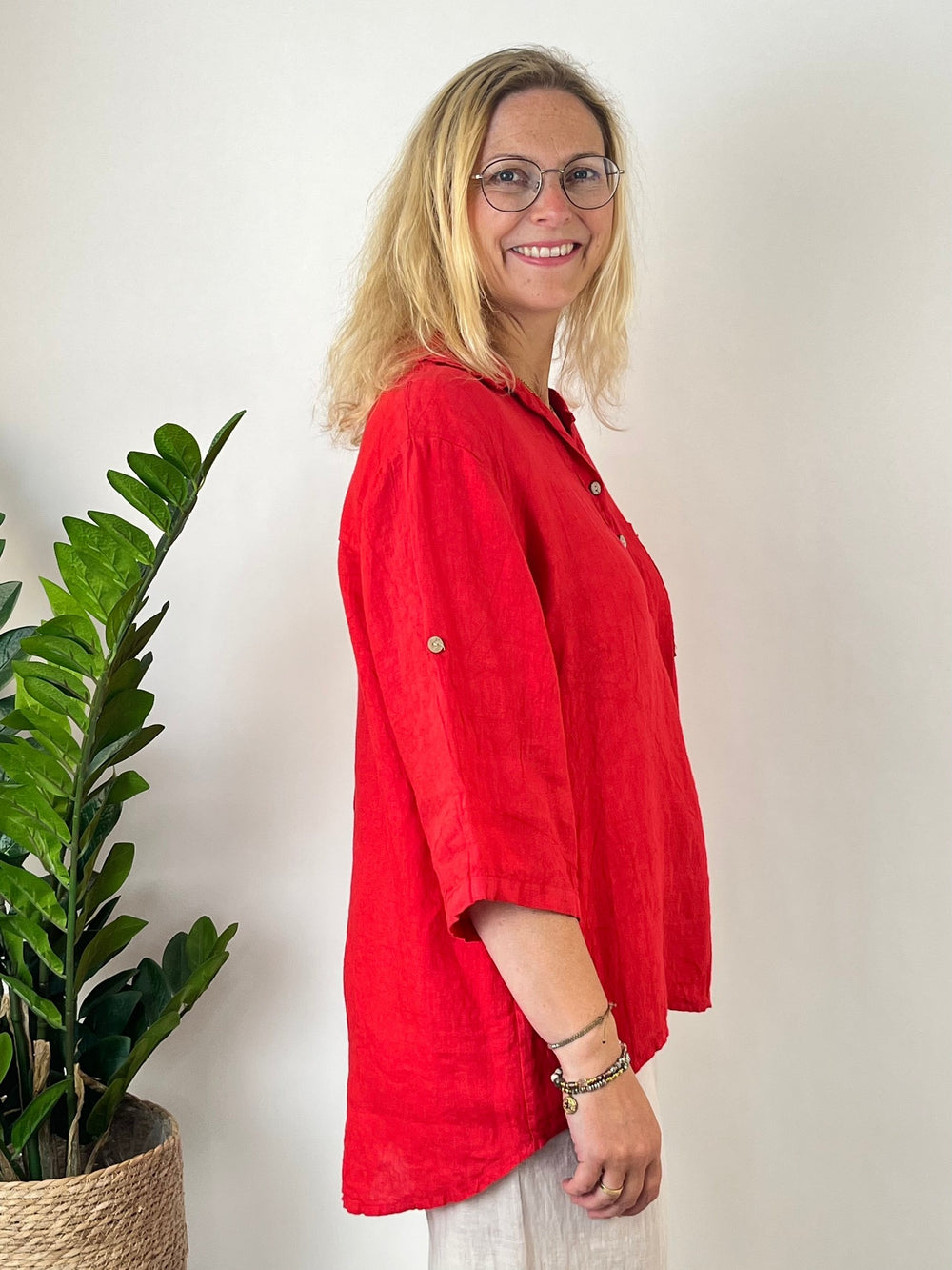 Leinenbluse "Pure Summer", rot von Bella Vita - Mode & Lifestyle