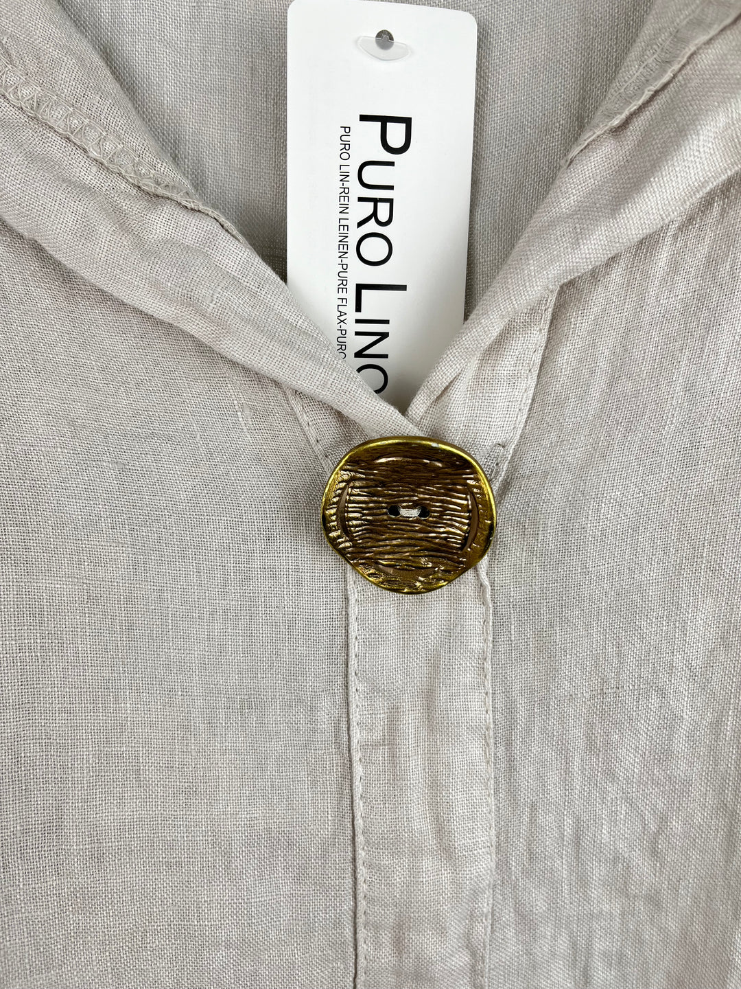 Leinentop mit Zierknopf, beige von Bella Vita - Mode &amp; Lifestyle