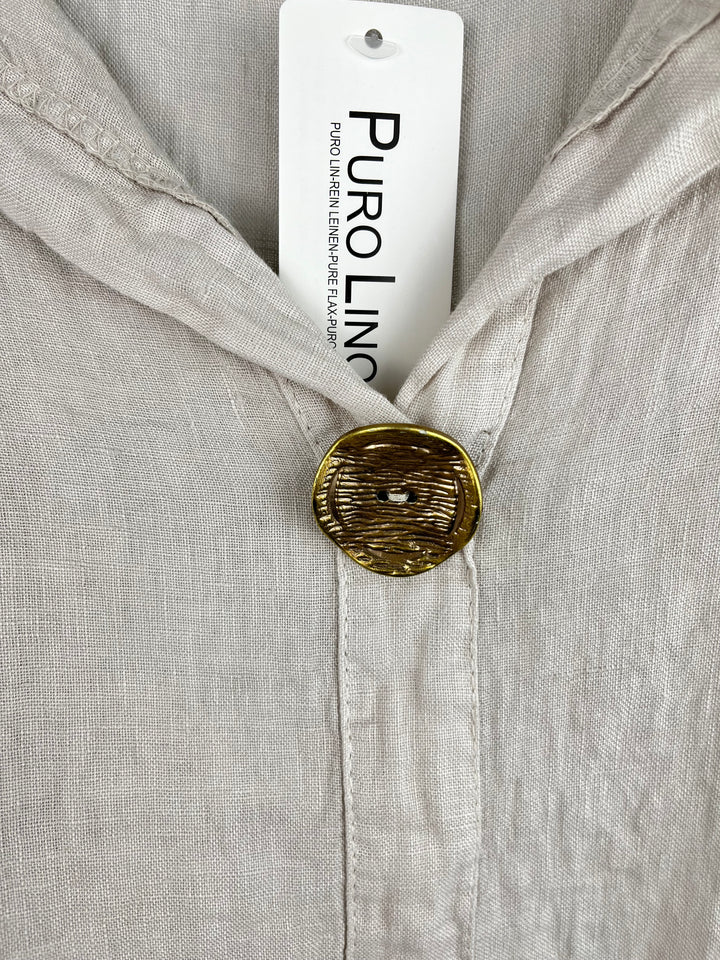 Leinentop mit Zierknopf, beige von Bella Vita - Mode &amp; Lifestyle