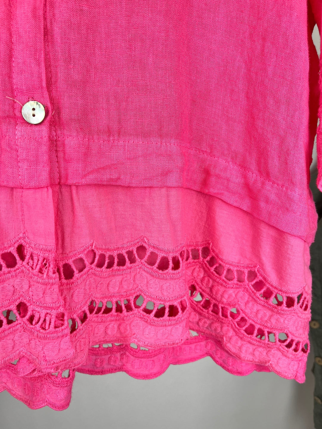 Leinenbluse mit Lochstickerei, pink von Bella Vita - Mode &amp; Lifestyle