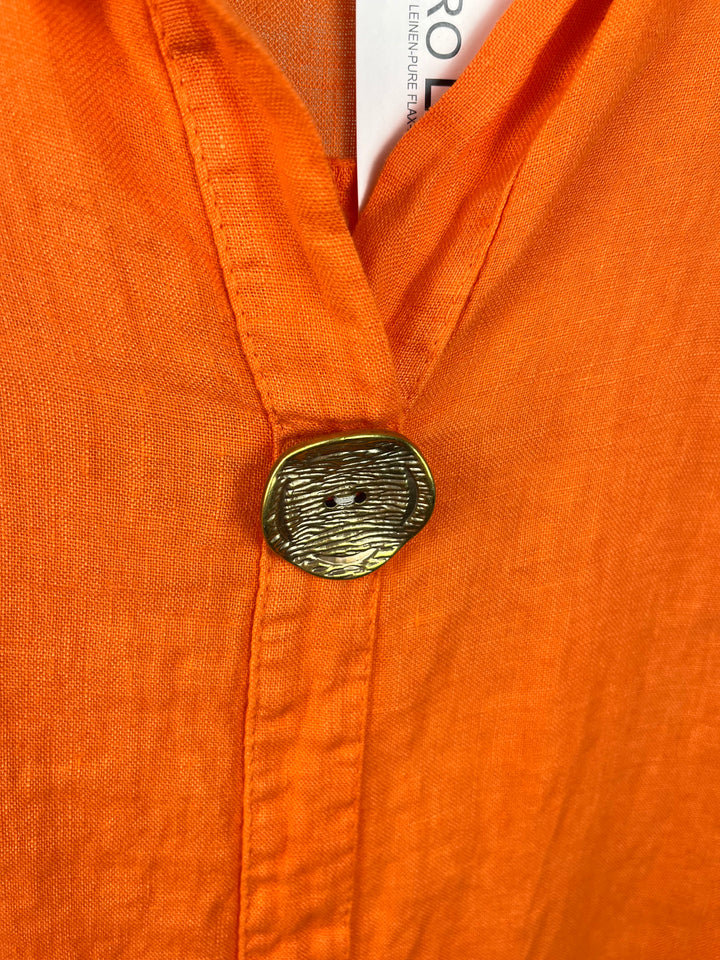 Leinentop mit Zierknopf, orange von Bella Vita - Mode &amp; Lifestyle