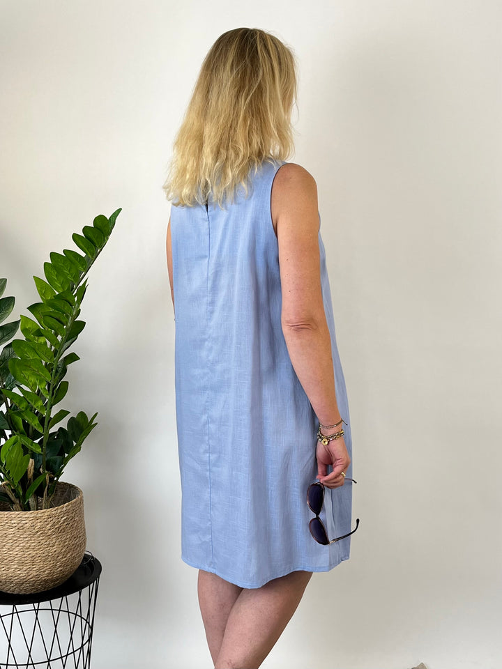 Sommerkleid A-Linie mit Leinen, hellblau von Bella Vita - Mode &amp; Lifestyle