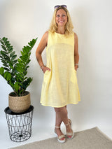 Sommerkleid A-Linie mit Leinen, vanillegelb von Bella Vita - Mode & Lifestyle
