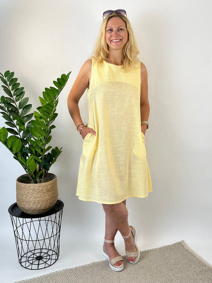 Sommerkleid A-Linie mit Leinen, vanillegelb von Bella Vita - Mode &amp; Lifestyle
