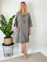 Leinenkleid "Natural Chic", taupe von Bella Vita - Mode & Lifestyle
