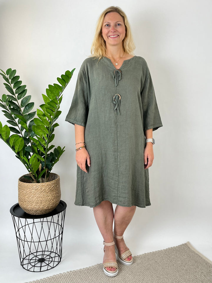 Leinenkleid "Natural Chic", khaki von Bella Vita - Mode &amp; Lifestyle