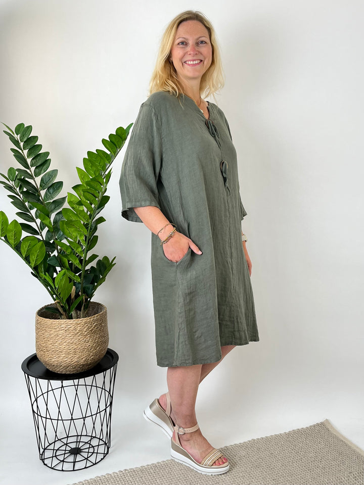 Leinenkleid "Natural Chic", khaki von Bella Vita - Mode &amp; Lifestyle