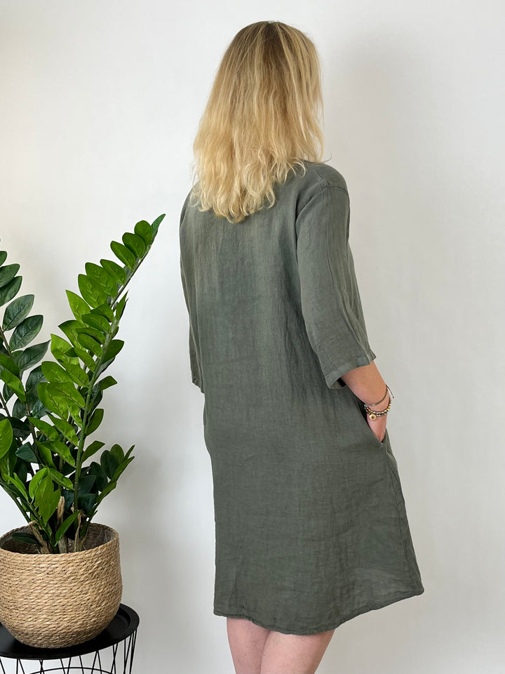 Leinenkleid "Natural Chic", khaki von Bella Vita - Mode &amp; Lifestyle