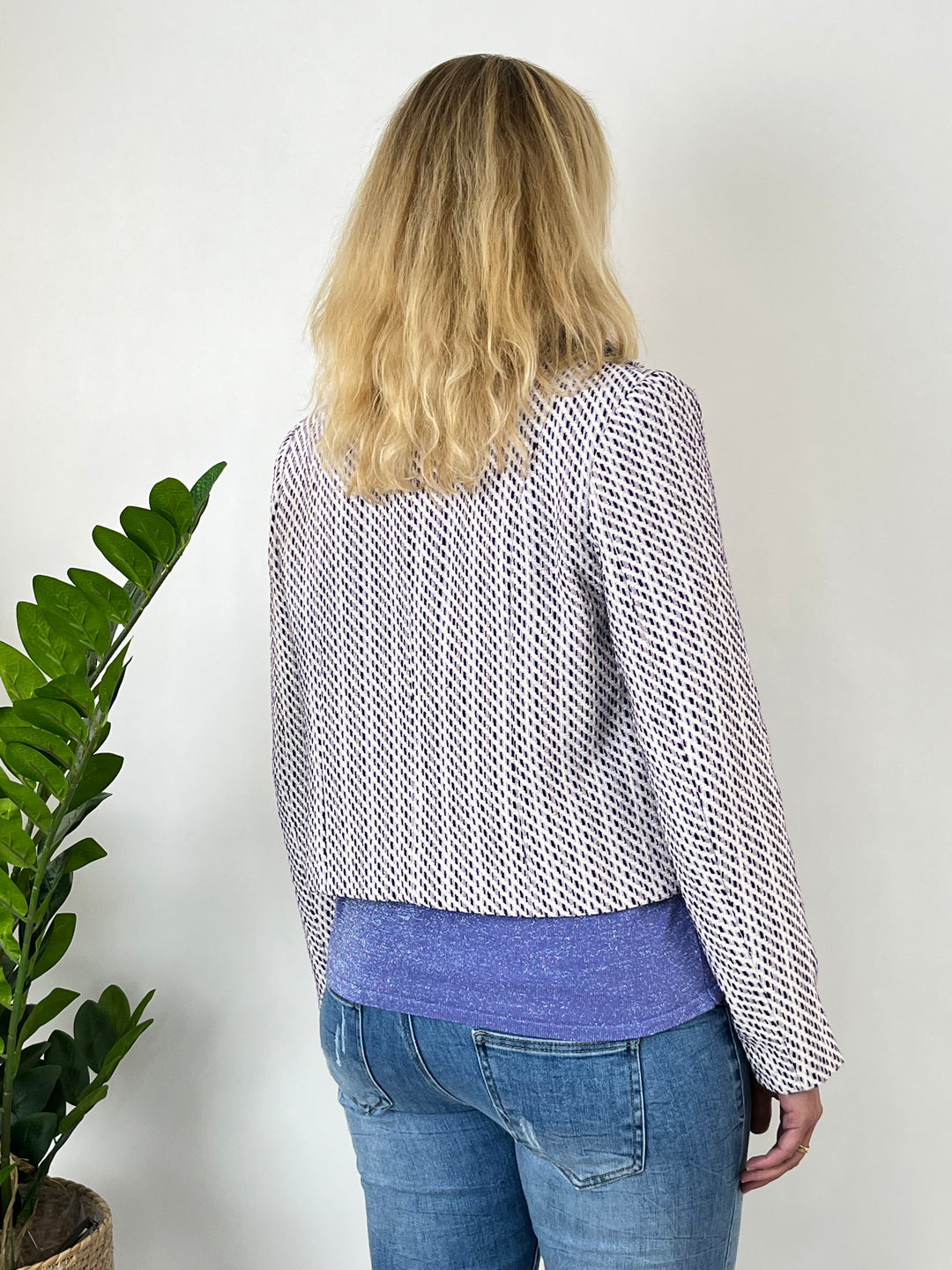 Jacquard-Blazer, lila-weiß von Bella Vita - Mode &amp; Lifestyle