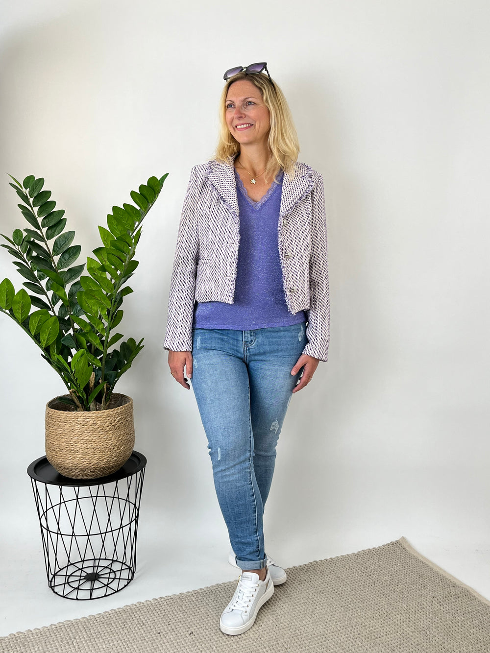 Jacquard-Blazer, lila-weiß von Bella Vita - Mode & Lifestyle