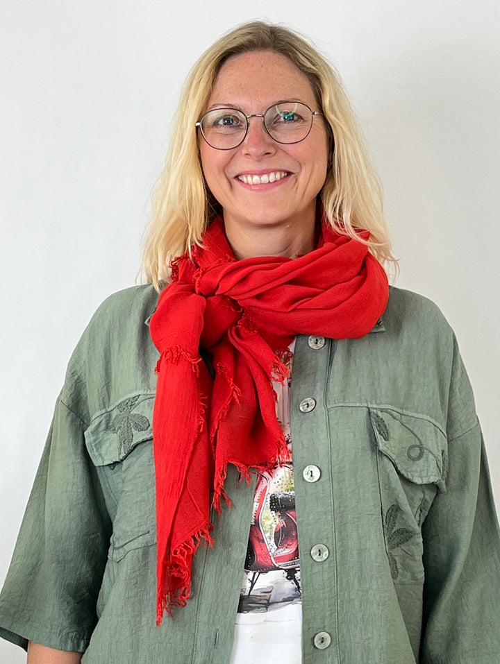 Viskoseschal mit Fransen, rot von Bella Vita - Mode &amp; Lifestyle