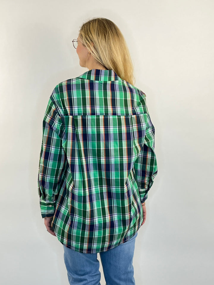 Hemdbluse mit Krawatte, grün-kariert von Bella Vita - Mode & Lifestyle
