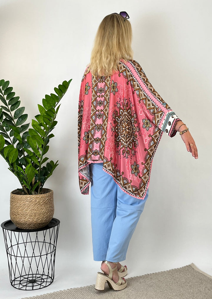 Tunikabluse mit Seide Ornamentprint, rosa-mint von Bella Vita - Mode &amp; Lifestyle