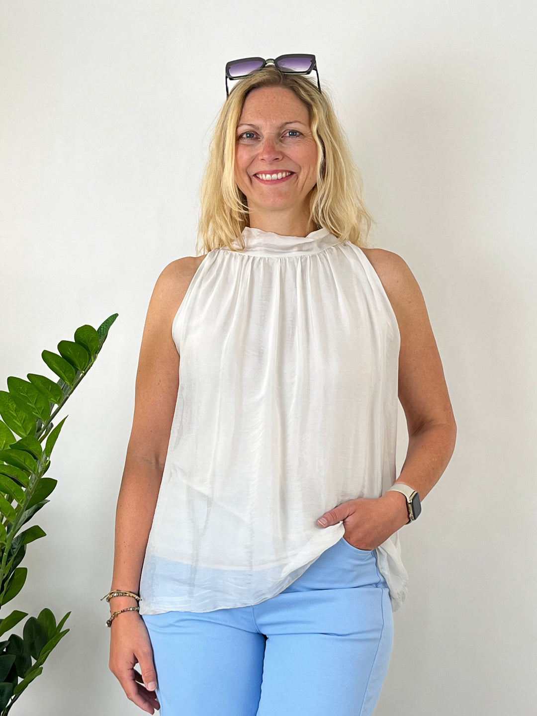 Blusentop mit Seide, ecru von Bella Vita - Mode & Lifestyle