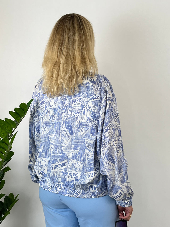 Sommerjacke „Paris Print“ mit Seide, hellblau von Bella Vita - Mode &amp; Lifestyle