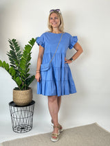 Stufenkleid mit Volants und Mini-Bag, blau von Bella Vita - Mode & Lifestyle