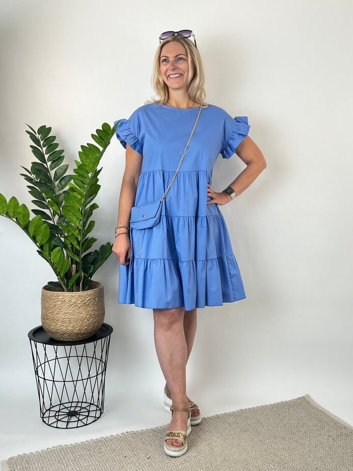 Stufenkleid mit Volants und Mini-Bag, blau von Bella Vita - Mode &amp; Lifestyle