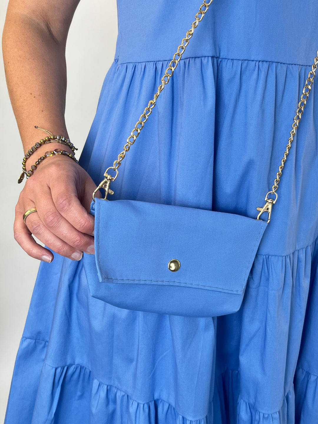 Stufenkleid mit Volants und Mini-Bag, blau von Bella Vita - Mode &amp; Lifestyle