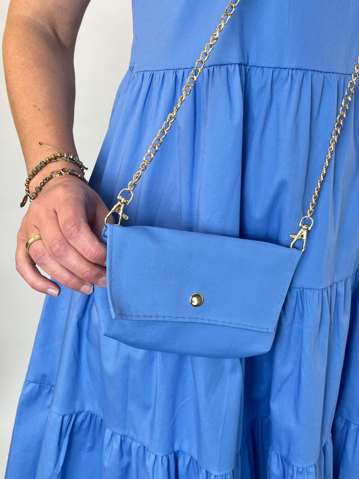 Stufenkleid mit Volants und Mini-Bag, blau von Bella Vita - Mode &amp; Lifestyle