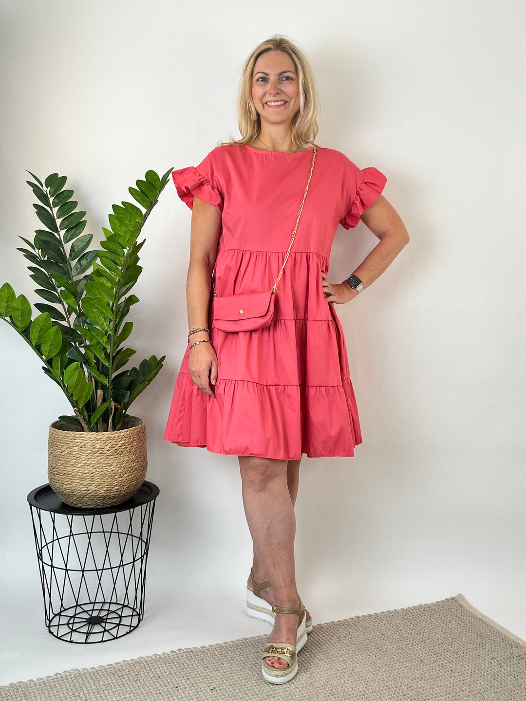 Stufenkleid mit Volants und Mini-Bag, rot von Bella Vita - Mode & Lifestyle