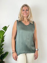 Top mit Fransenkante, khaki von Bella Vita - Mode & Lifestyle