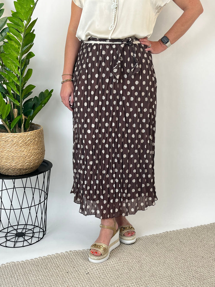 Tupfenrock im Knitterlook, braun von Bella Vita - Mode &amp; Lifestyle