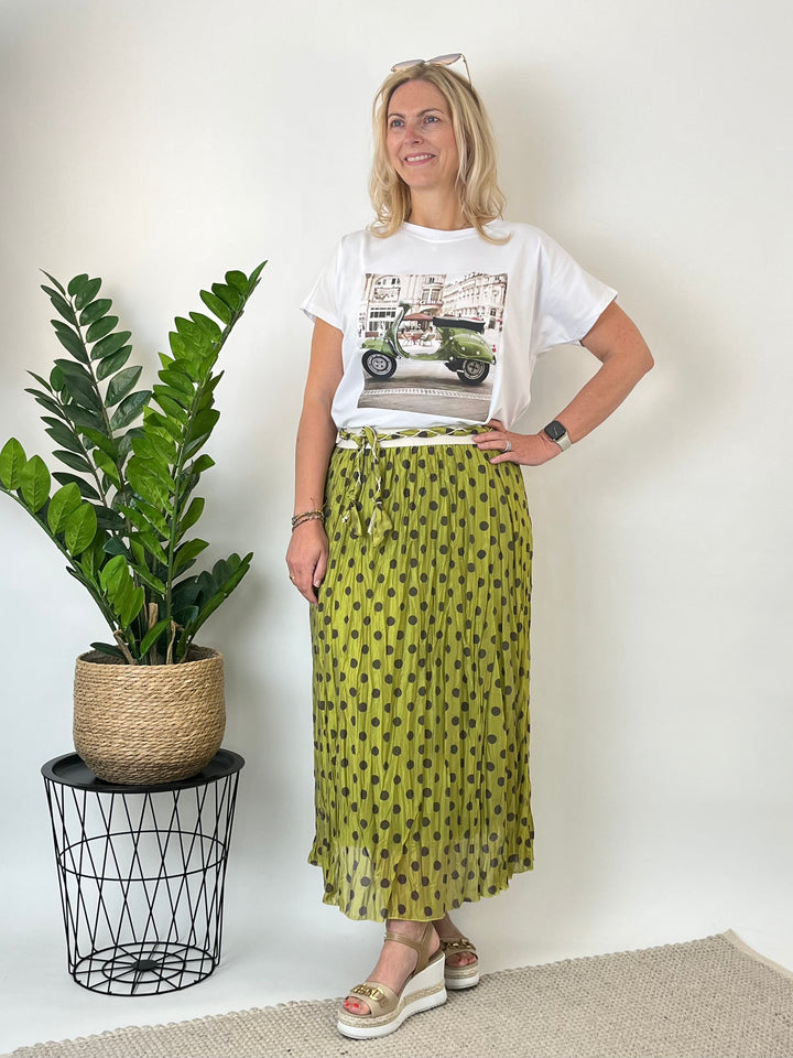 Tupfenrock im Knitterlook, grün von Bella Vita - Mode &amp; Lifestyle