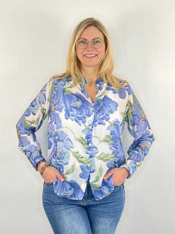 Druckbluse mit Stehkragen, floral von Bella Vita - Mode & Lifestyle