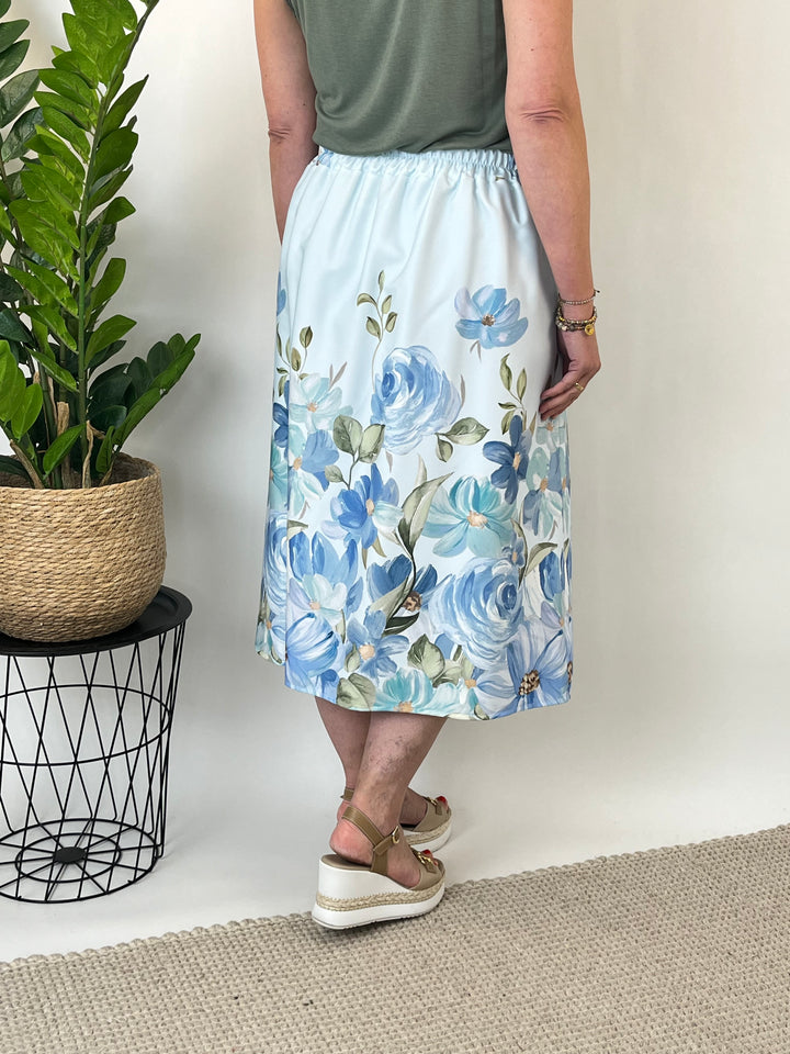 Midirock mit floralem Print, hellblau von Bella Vita - Mode &amp; Lifestyle