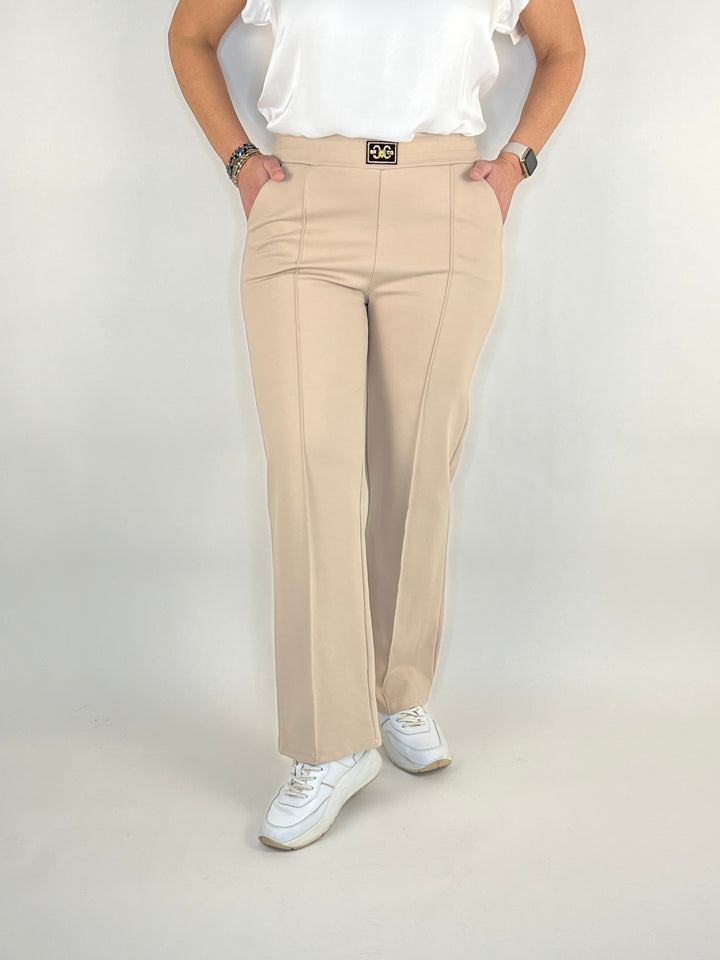 Jersey-Hose mit Biese, beige von Bella Vita - Mode & Lifestyle