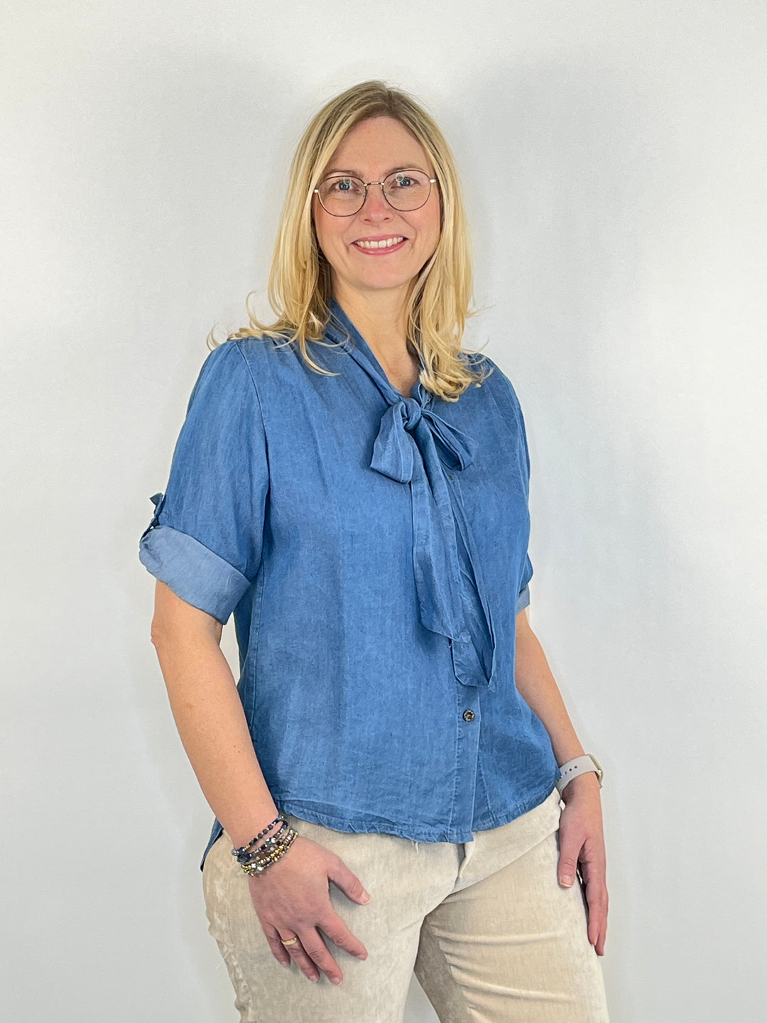 Schluppenbluse, dark blue denim von Bella Vita - Mode & Lifestyle