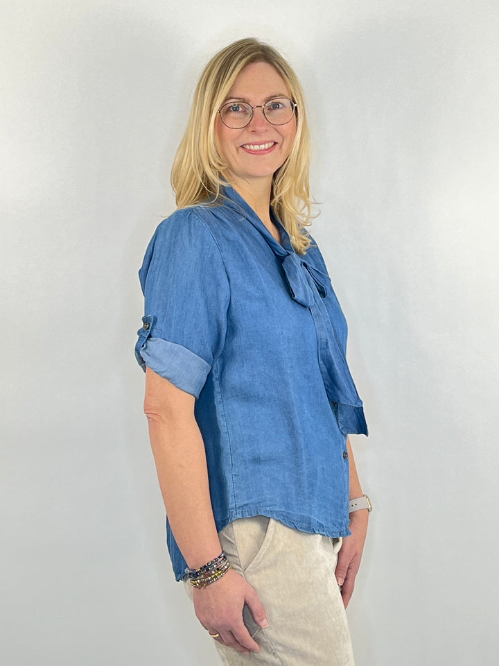 Schluppenbluse, dark blue denim von Bella Vita - Mode & Lifestyle