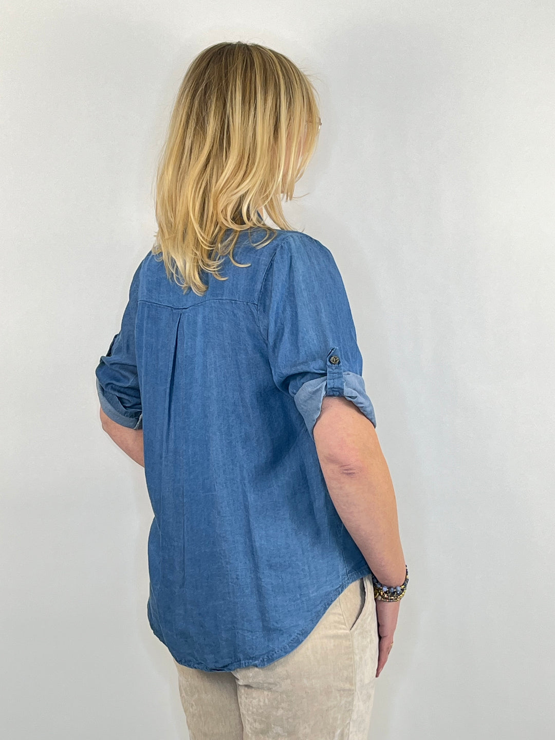 Schluppenbluse, dark blue denim von Bella Vita - Mode & Lifestyle