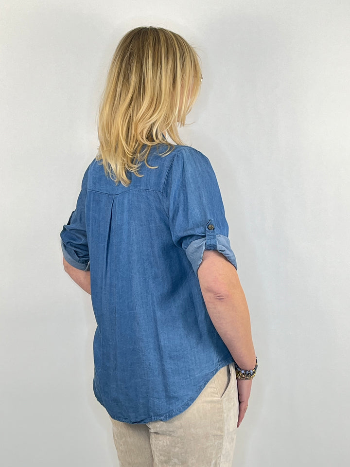 Schluppenbluse, dark blue denim von Bella Vita - Mode & Lifestyle