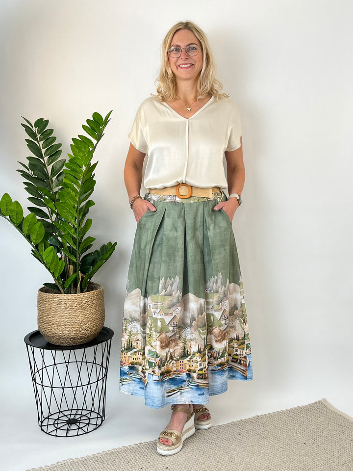 Rock mit Landschaftsprint, khaki-beige von Bella Vita - Mode &amp; Lifestyle