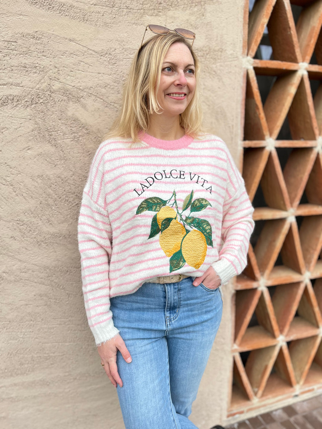Pullover Dolce Vita, rosa-gestreift von Bella Vita - Mode & Lifestyle