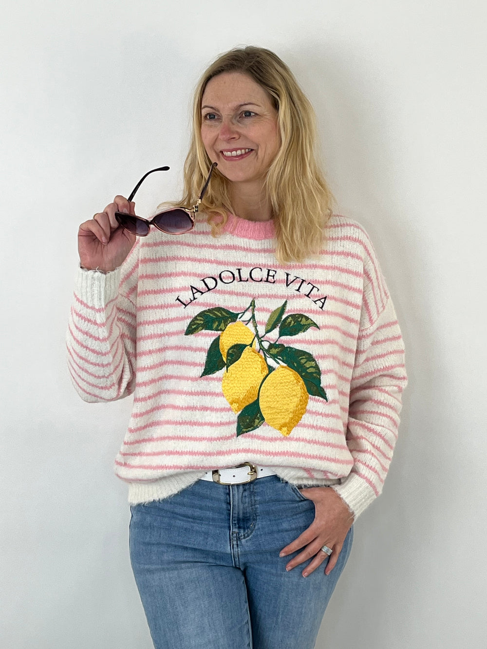 Pullover Dolce Vita, rosa-gestreift von Bella Vita - Mode & Lifestyle