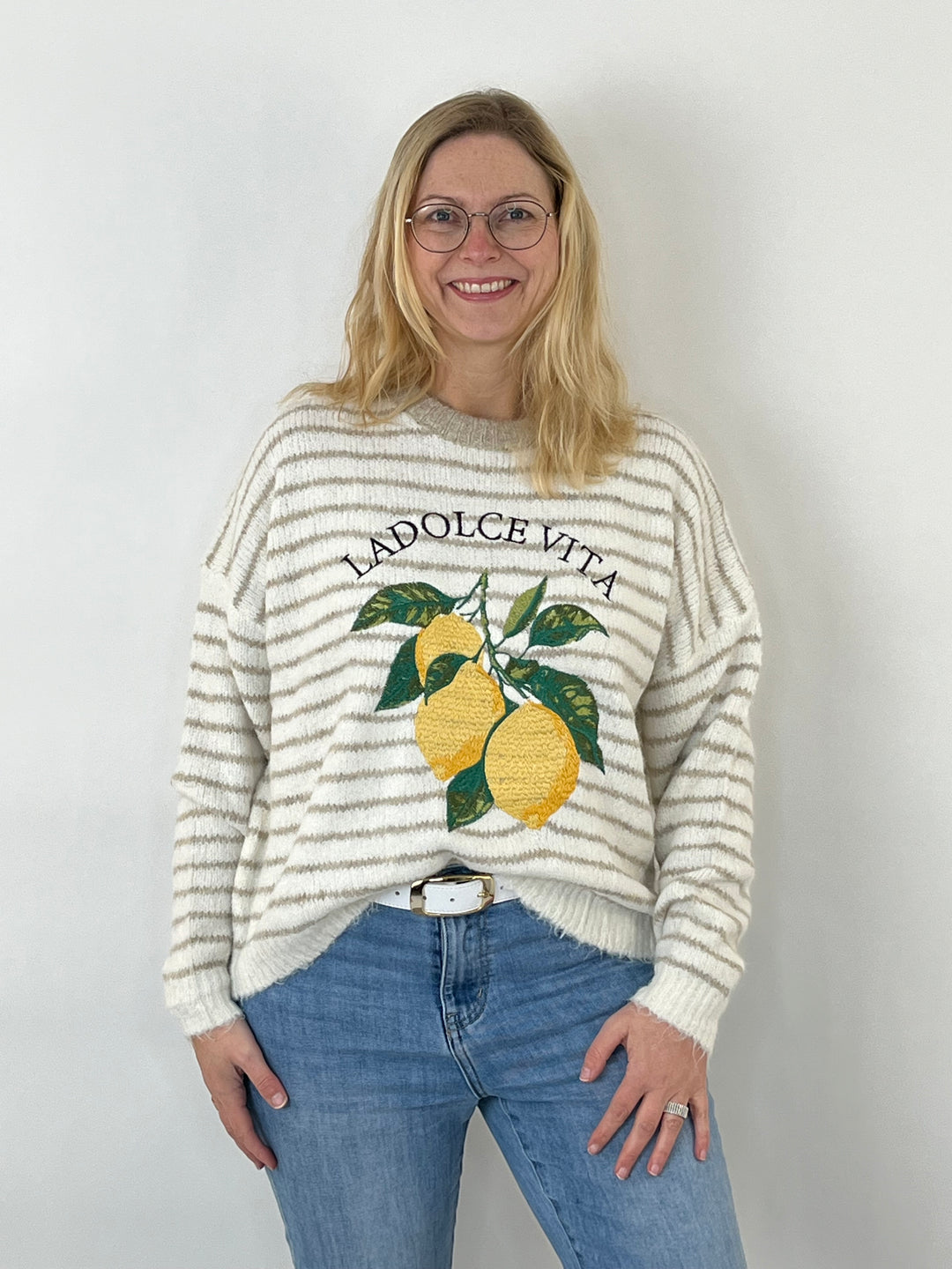 Pullover Dolce Vita, beige-gestreift von Bella Vita - Mode & Lifestyle