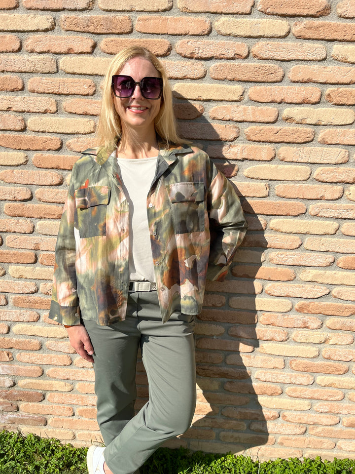 Bluse Alloverdruck, khaki
