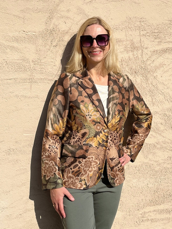 Velourslederimitat-Blazer im Alloverdruck, khaki von Bella Vita - Mode & Lifestyle