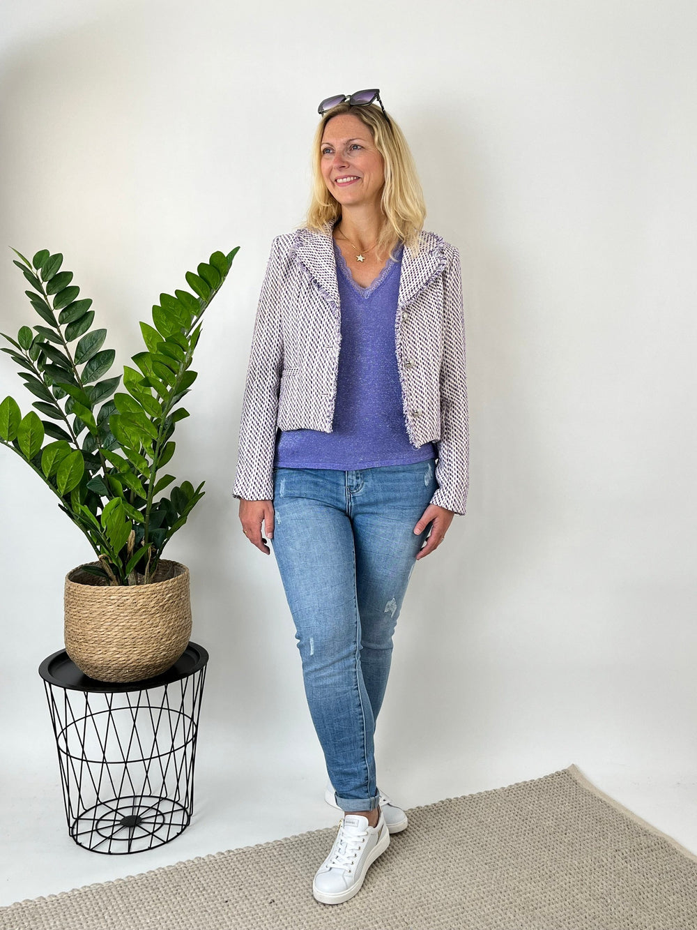 Jacquard-Blazer, lila-weiß von Bella Vita - Mode & Lifestyle